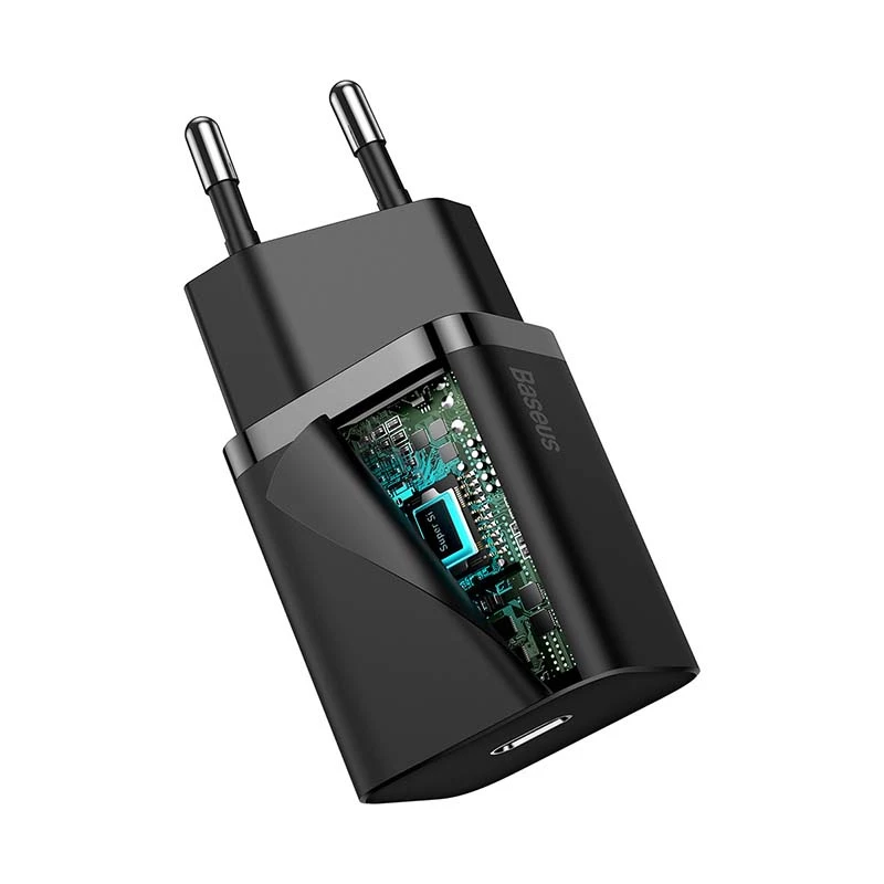 Baseus Super Si Quick Charger 1C 20W mit USB-C-Kabel für Lightning 1m (schwarz)