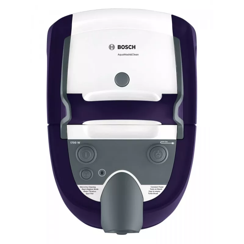 Nass- & Trockensauger Bosch BWD 41740 AquaWash&Clean — 1700 W, 5-Liter-Tank, EPA-Filter, Teleskoprohr, 9 m Radius, lila