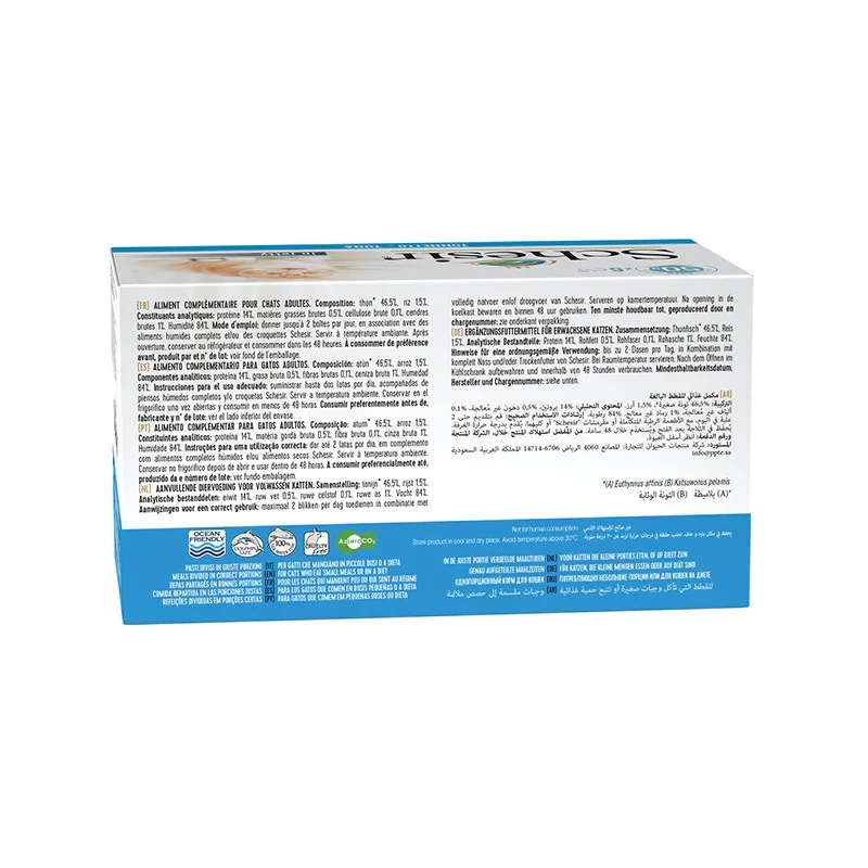 Nassfutter für Katzen Agras Pet Foods Schesir Thunfisch in Gelee 6×50 g (300 g), Monoprotein, ausgewachsene Katzen, soja- und glutenfrei