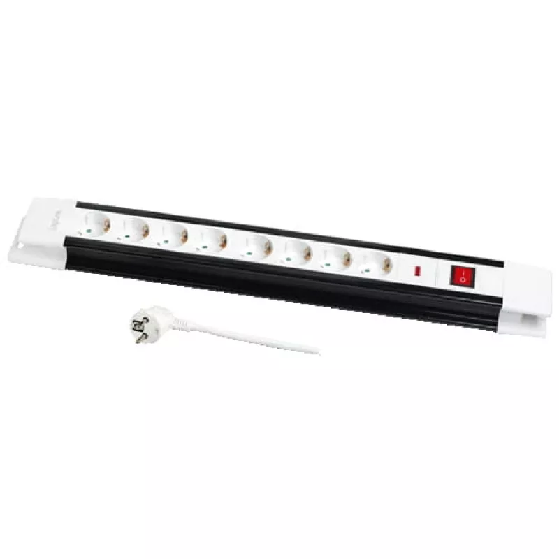 Power Extension LogiLink LPS207 3m 8 AC Outlets Schwarz White