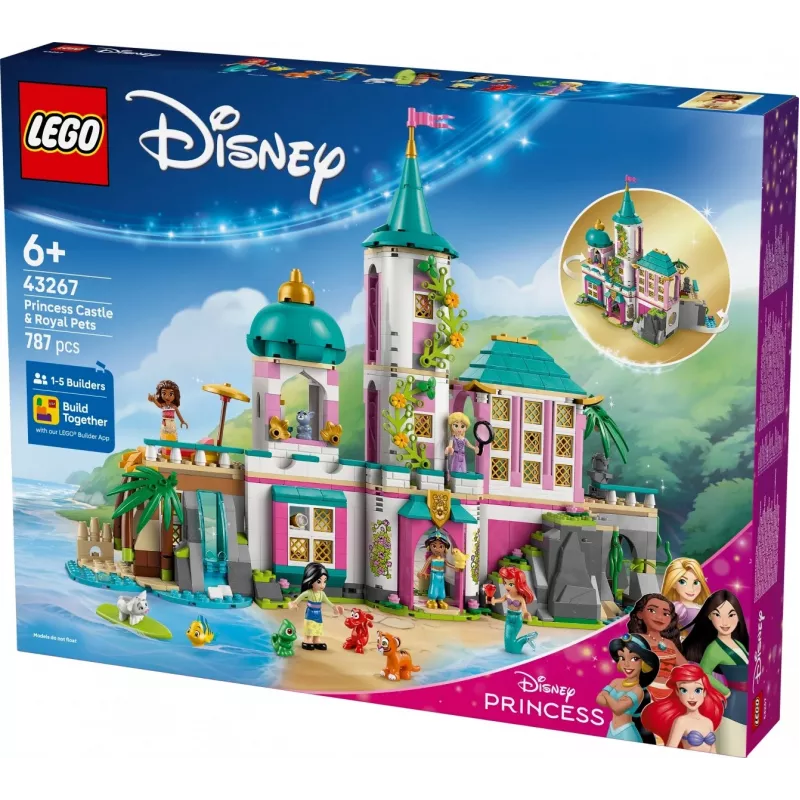LEGO Disney Princess Castle und königliche Haustiere Bauset 43267 — 787 Teile, 5 Minifiguren, Alter 6+, 320×460×100 mm
