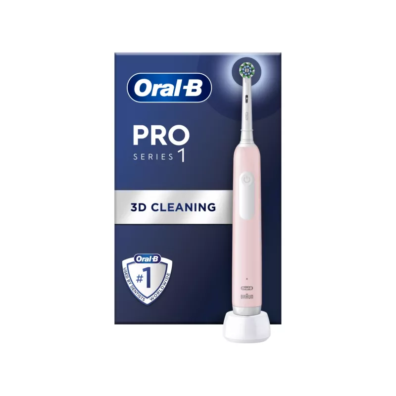 Oral-B Elektrische Zahnbürste Pro Series 1 Cross Action für Erwachsene, wiederaufladbar, rosa, Anzahl der Bürstenköpfe: 1, Anzahl der Putzmodi: 3