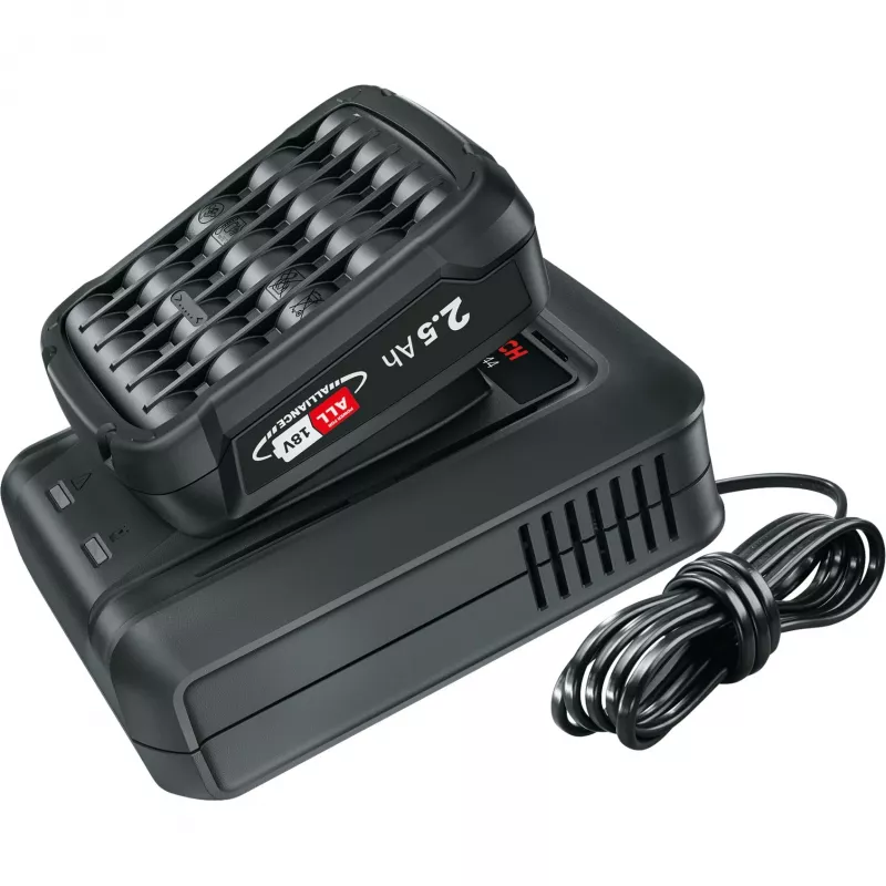 Batterie Starter-Set 18V 1x 2,5Ah + Schnellladegerät AL 18V-44 (schwarz, Lithium-Ionen-Akku 2,5Ah, POWER FOR ALL ALLIANCE)