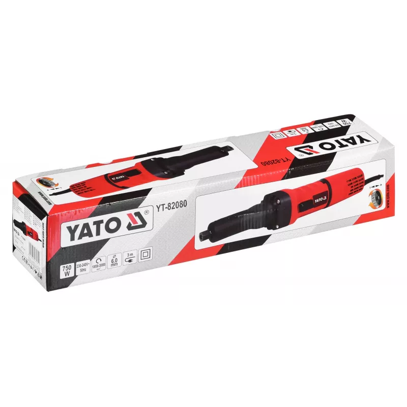 Yato YT-82080 Geradschleifer, 750 W, 6 mm Spannzange, 30000 RPM