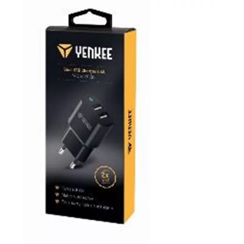 Ladegerät YENKEE YAC 2024BK – Wandladegerät, 2× USB-A-Anschlüsse, insgesamt 12W (2,4A pro Anschluss)