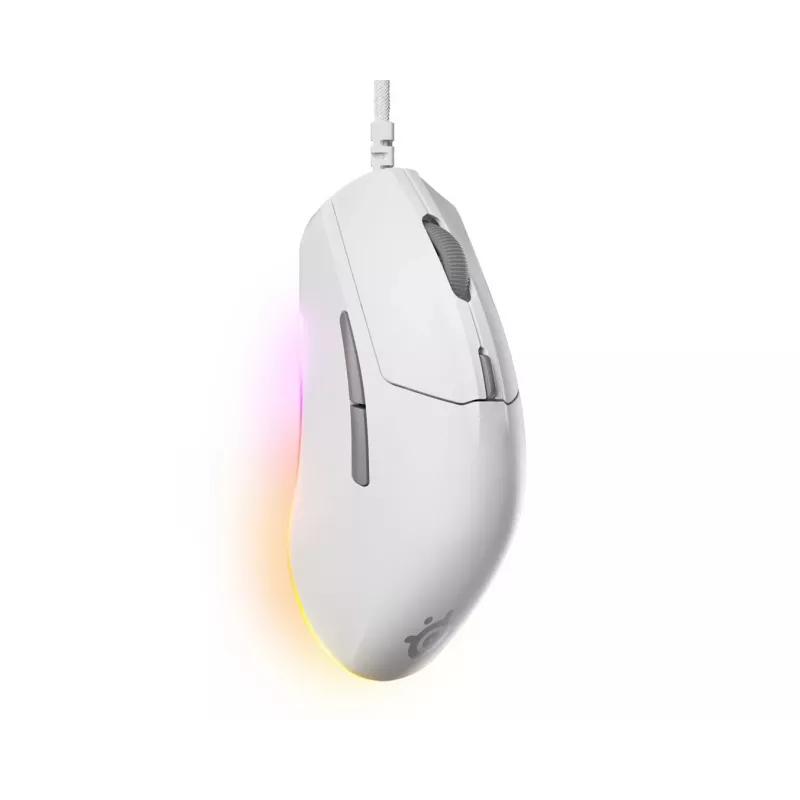 Gaming-Maus STEELSERIES Rival 3 Gen 2 — optisch, 8500 DPI, kabelgebunden USB Typ-A, rechtshändig, weiß, 77 g