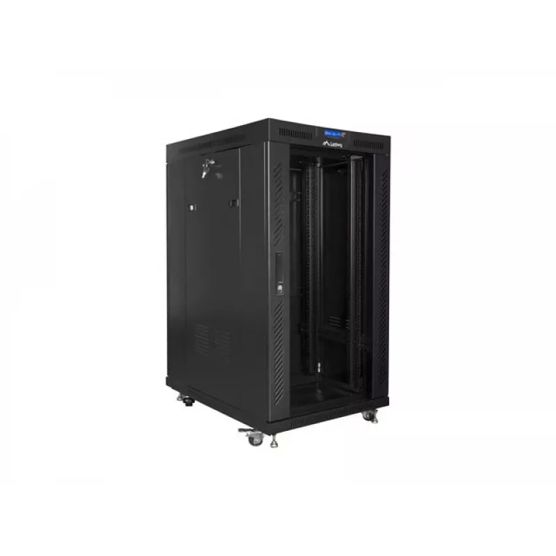 Standschrank 19 Zoll 22U 800x1000 Glastüren LCD (Flat Pack) V2 schwarz