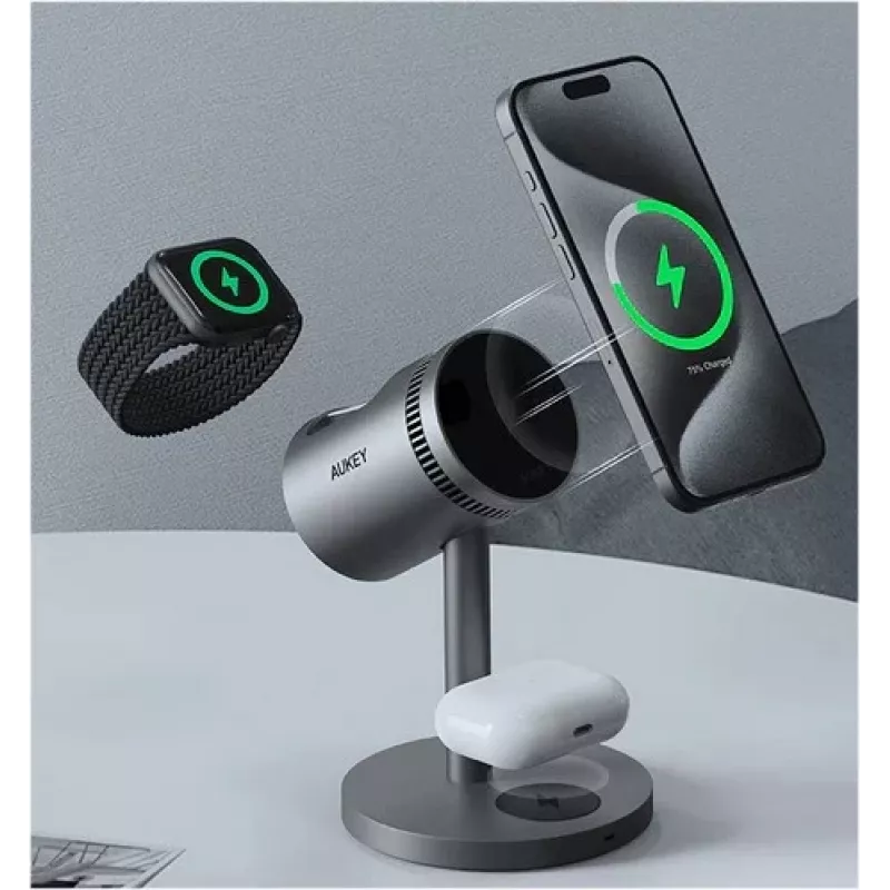 Kühlender 3-in-1 Wireless Charger LC-MC311A 15W Qi2 MagSafe + 30W PD Netzadapter