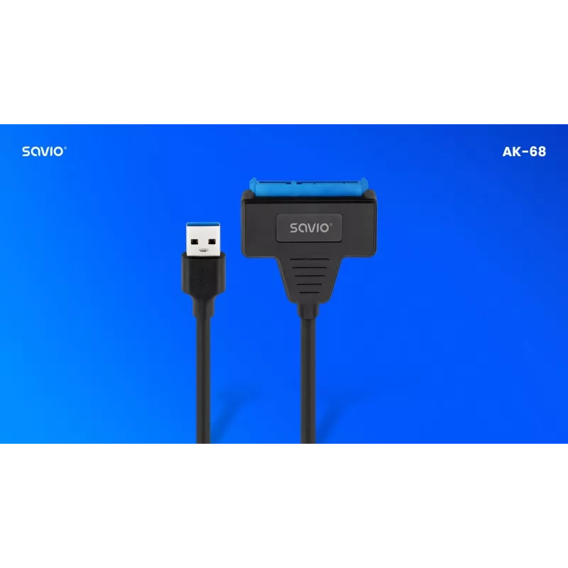 SAVIO SATA auf USB 3.1 Gen 1 Schnittstellenkabel AK-68, SATA-Buchse auf USB-A-Stecker, 5 Gbit/s, 0,25 m, schwarz