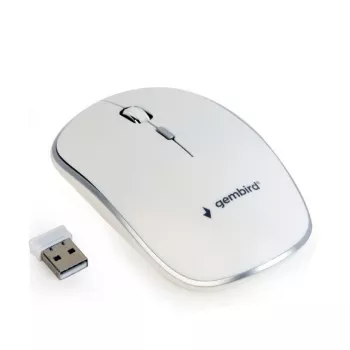 Kabellose Maus GEMBIRD MUSW-4B-01-W, beidhändig, optisch 1600 DPI, 4 Tasten, RF Wireless, weiß