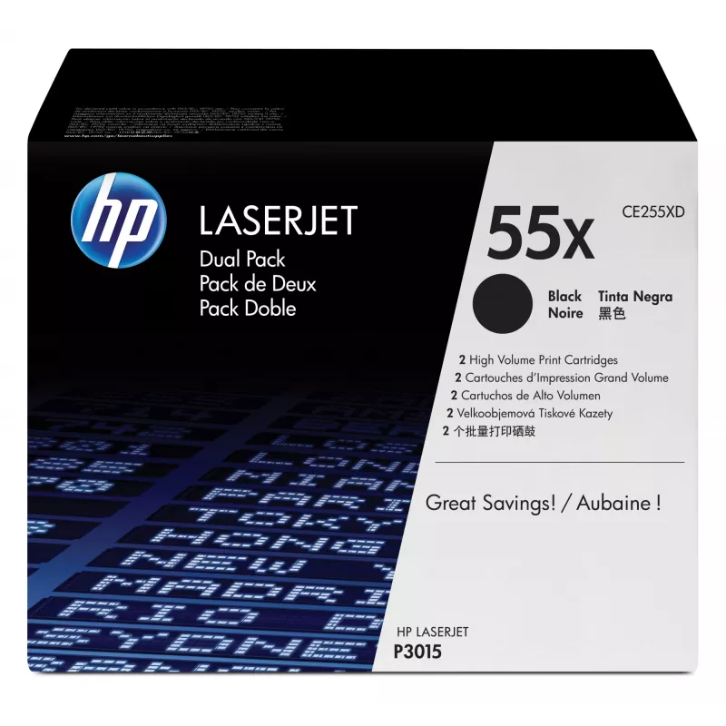 HP 55X 2er-Pack Hohe Reichweite Schwarz Original LaserJet Tonerkartuschen