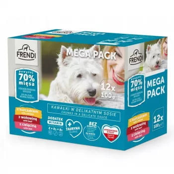 Nassfutterbeutel für Hunde Frendi 12x100g — Huhn, Rind, Kalb