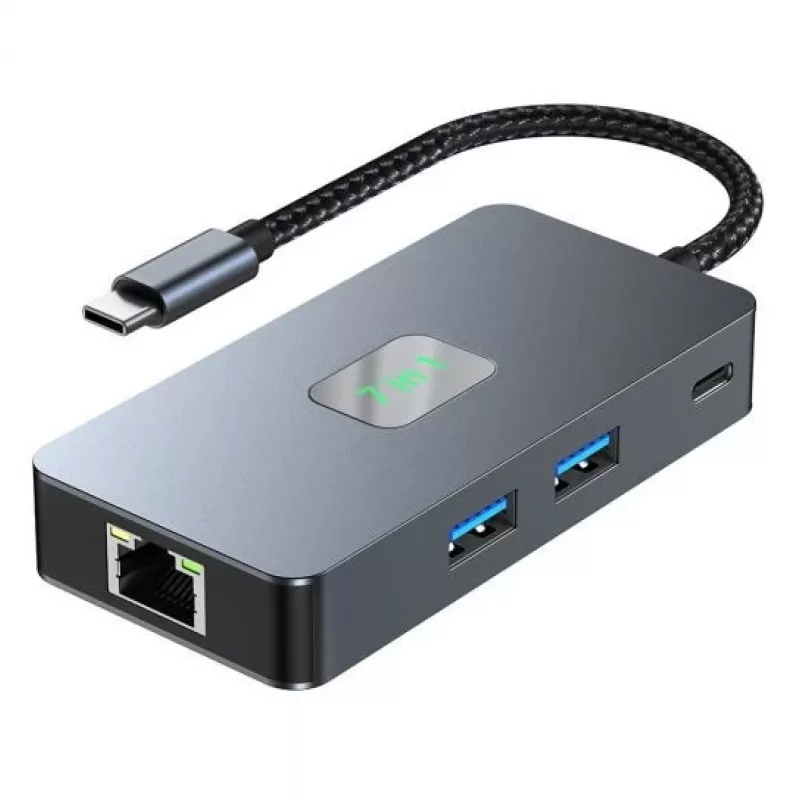 TB Adapter Hub USB-C (7-in-1) HDMI USB SD/TF RJ45 (2500 Mbit/s) PD