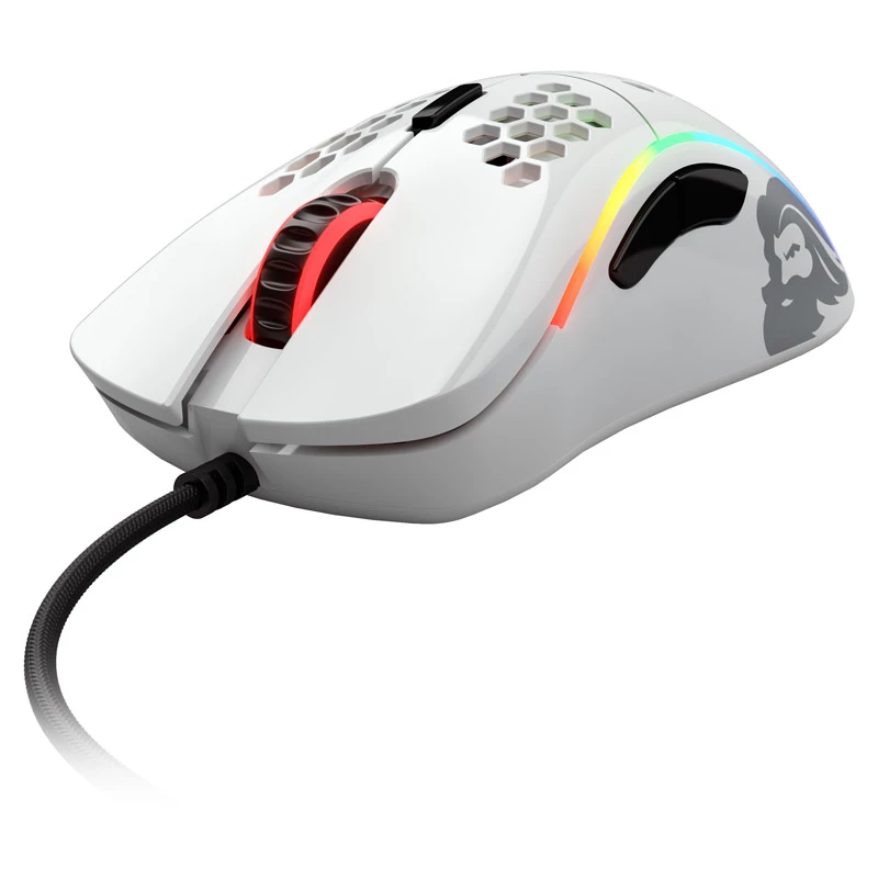 Glorious Model D Gaming-Maus - Weiß, glänzend + Grip Tape - schwarz