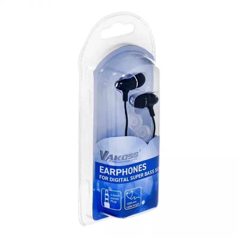 Kabelgebundene In-Ear-Kopfhörer VAKOSS LT-437EX, binaural, 3,5 mm, 1 m Kabel, 32 Ω, 20–20000 Hz, geschlossen, schwarz