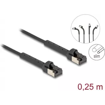 Netzwerkkabel DeLOCK RJ45 schlank Cat.6A U/FTP 0,25 m Schwarz