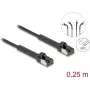 Netzwerkkabel DeLOCK RJ45 schlank Cat.6A U/FTP 0,25 m Schwarz