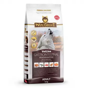 Trockenfutter für Hunde Wolfsblut VetLine Gastrointestinal Duck 12 kg — Diätfutter für die Verdauungsgesundheit, Protein 20%, Fett 10%