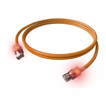 EasyLan DualBoot LED Patchkabel RJ45 S/FTP Cat.6A (Klasse EA) - mit saCon Stecker - LSOH - orange - 7.