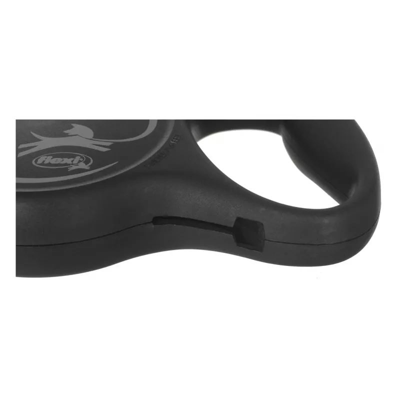 Flexi Schwarz Design M, Rollleine mit Band, 5 m, für mittelgroße Hunde (10–25 kg), max. Belastung 20 kg