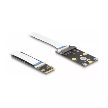DeLOCK Konverter M.2 Key B+M Stecker auf Mini PCIe Slot flexibles Kabel