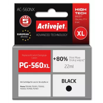 Activejet AC-560NX Tinte (Ersatz für Canon PG-560XL; Supreme; 22 ml; Schwarz)