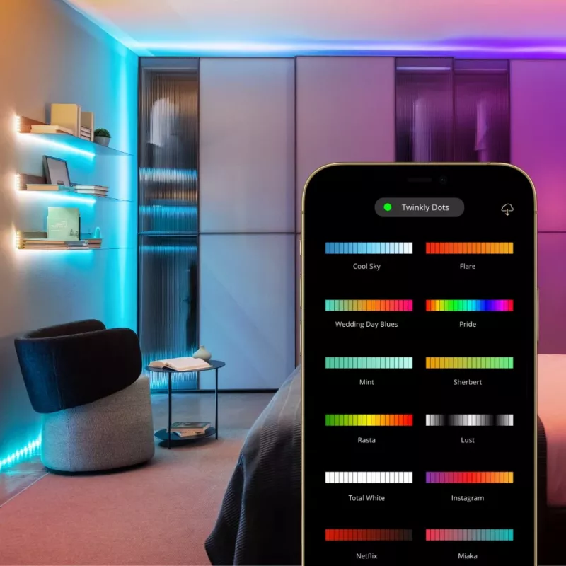 Twinkly Dots 60 RGB USB Smart Lights, 3 m, Schwarz