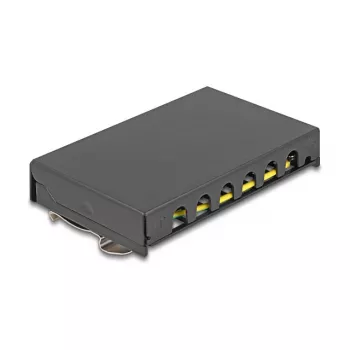 DELOCK Blank Panel 6-Port für Keystone RJ‑Module, schwarz, Metall, für Tisch-/Wand-/Hutschienenmontage