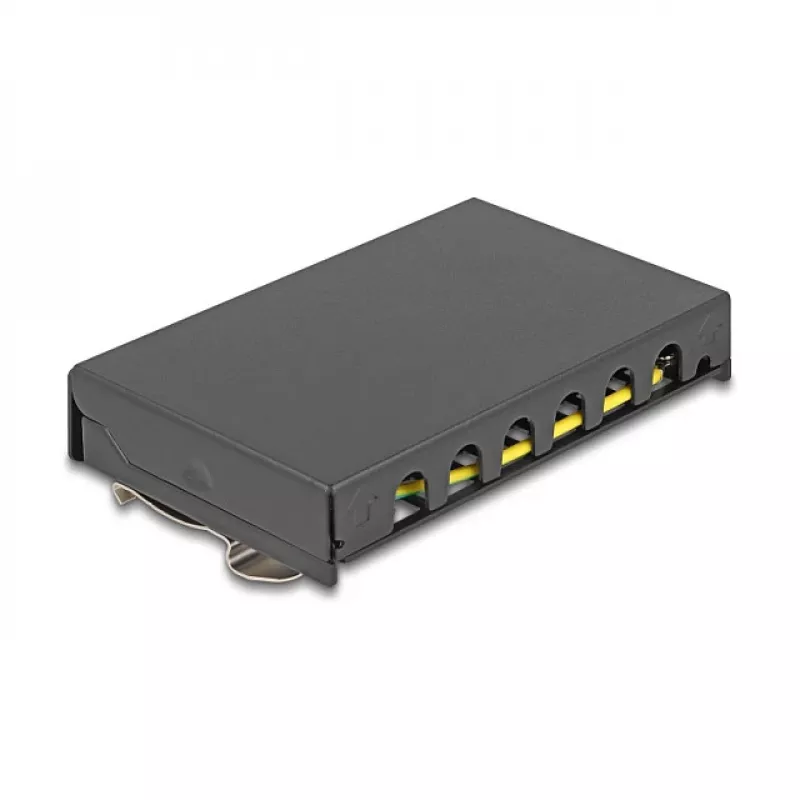 DELOCK Blank Panel 6-Port für Keystone RJ‑Module, schwarz, Metall, für Tisch-/Wand-/Hutschienenmontage