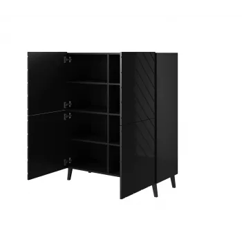 Shelving unit ABETO 100.5 x 40 x 121.5 cm schwarz/glänzend schwarz