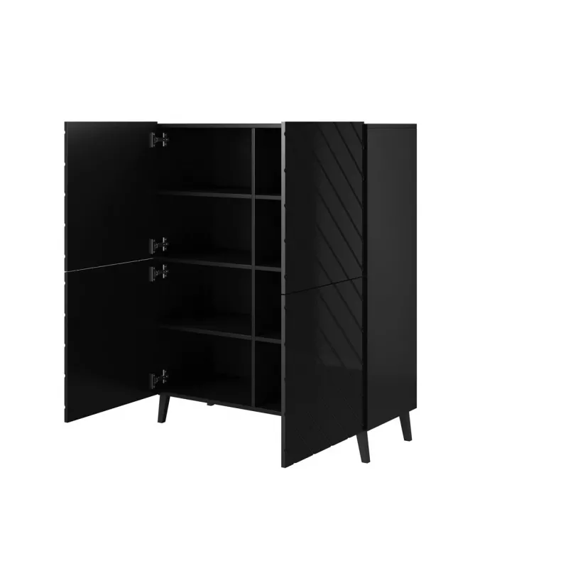 Shelving unit ABETO 100.5 x 40 x 121.5 cm schwarz/glänzend schwarz