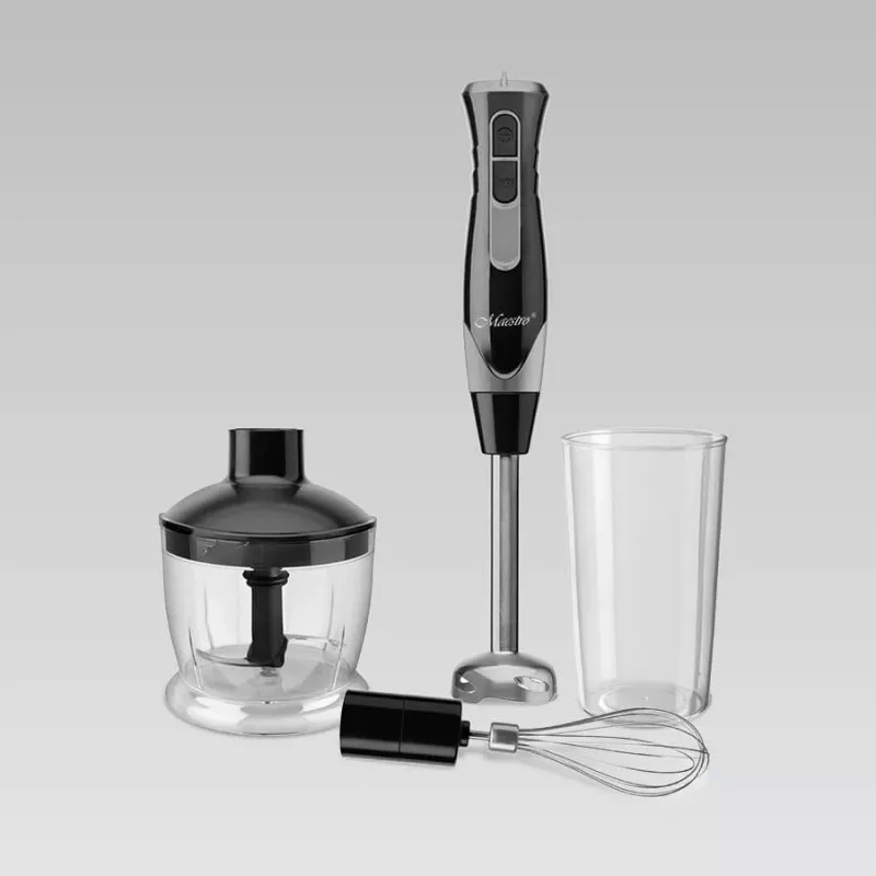 Stabmixer Maestro MR-566, 500 W, 2 Geschwindigkeiten, Turbo, Schneebesen, Zerkleinerer 600 ml, 900 ml Aufbewahrungsglas, Edelstahl