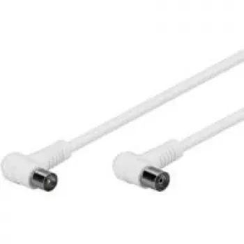Wentronic Goobay Antenna Angled Connection Cable, 100% geschirmt, Weiß, 2,5 m - Koax-Stecker 90° Koax-Buchse 90° (67354)