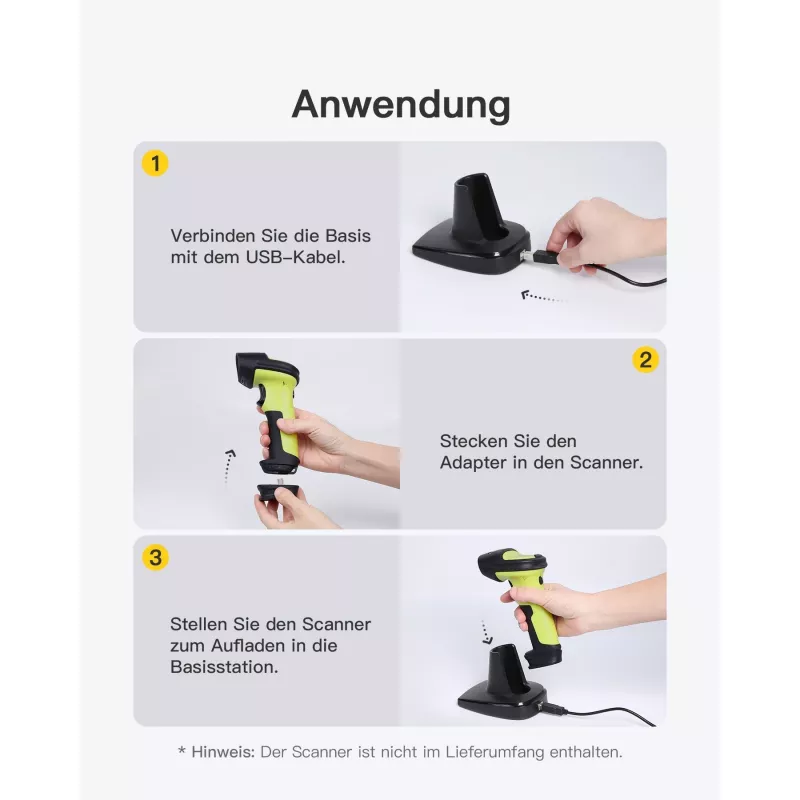 Barcode-Scanner Inateck BS04001 2-in-1 kabellos wiederaufladbar per USB