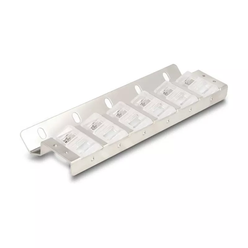 Keystone-Halter, 12-Port, neigbar, für 10-Zoll- und 19-Zoll-Rack-/Wandmontage, DELOCK 67040, Metall/Kunststoff, Silber, 77 × 222 × 27 mm