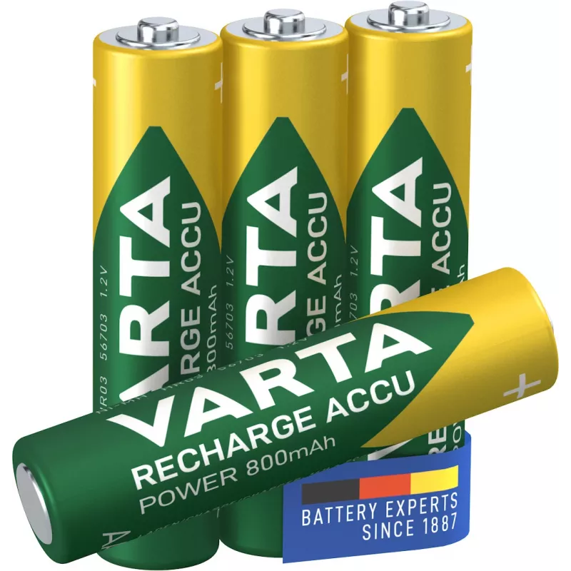 VARTA HR03 AAA Akku Power 800 mAh 56703 Wiederaufladbare Batterien 4 Stück Grün