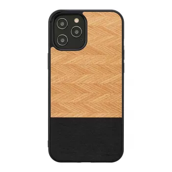 Handyhülle man and wood für iPhone 12 Pro Max — Fischgrät Nero Schwarz