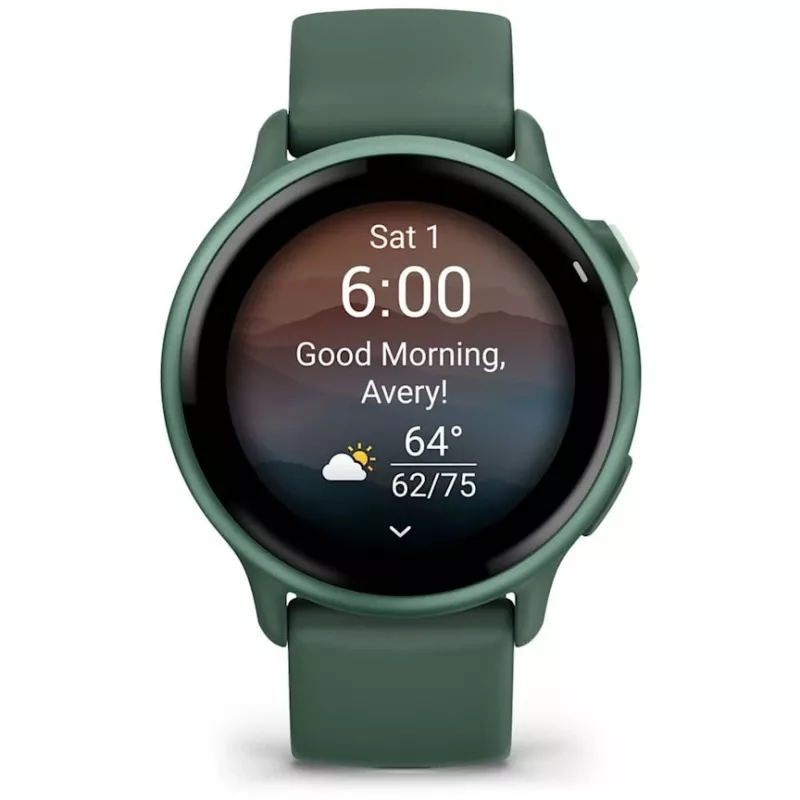 Smartwatch GARMIN vívoactive 6 – Sportuhr, 42 mm Aluminium/Polymer-Gehäuse, AMOLED 1,2 Zoll, GPS, 5 ATM, optischer HR, SpO2, 8 GB, grün