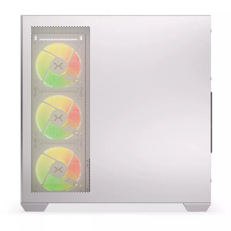 PC-Gehäuse KRUX Exo RGB White — ATX-Tower, Stahl, 2x3,5 Zoll + 2x2,5 Zoll Einschübe, USB-C, RGB