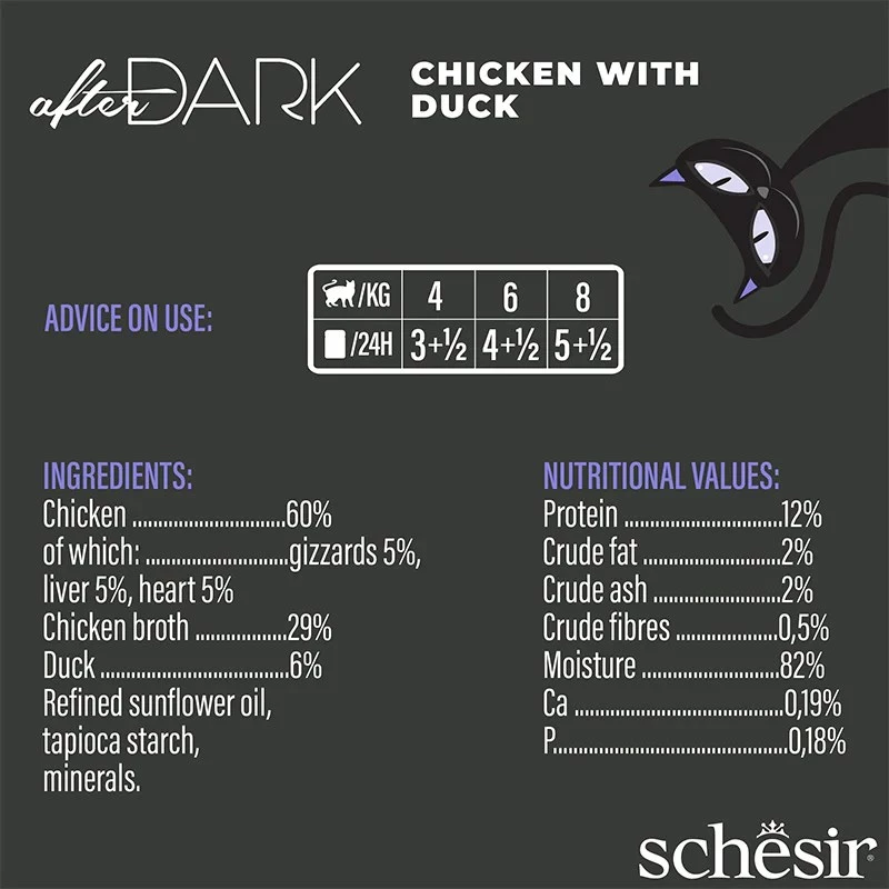 Nassfutter für Katzen Agras Pet Foods Schesir after Dark Complete Brühe 80 g — Huhn, getreidefrei, gluten- und sojafrei