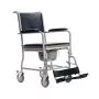 Toiletten-Rollstuhl MDH PLW006VC — faltbarer Toilettenstuhl aus Stahl, 4 Räder, max. 110 kg, Sitzfläche 43×43 cm, Breite 530 mm, Gewicht 11,2 kg