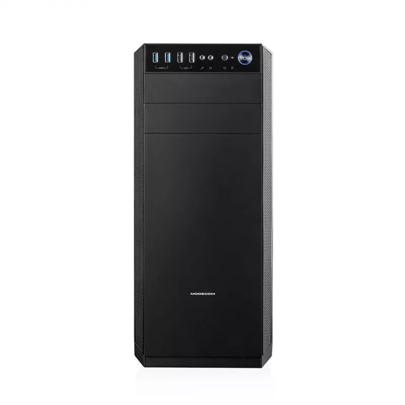PC-Gehäuse MODECOM Oberon Pro Midi Tower, gehärtetes Glas, microATX/ATX, 7 Steckplätze, 395 mm GPU, 2x3,5 Zoll + 3x2,5 Zoll Schächte, USB 3.2 Gen1