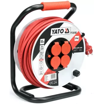 Stromverlängerung Yato YT-8108 50 m 4 Steckdosen Innen-/Außenbereich Schwarz Rot Weiß