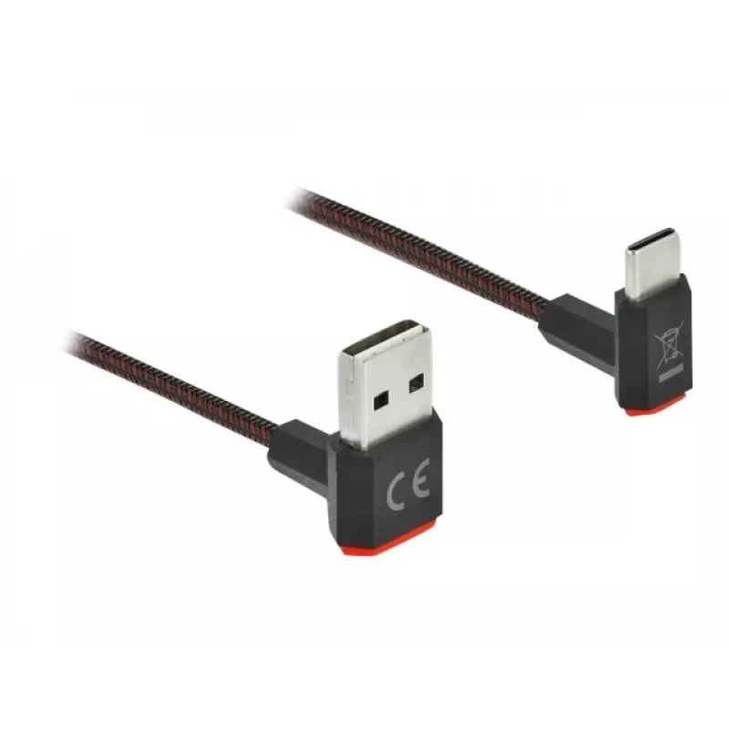USB-Kabel DeLOCK EASY-USB 2.0 Typ-A-Stecker auf Typ-C-Stecker abgewinkelt 0,2 m schwarz