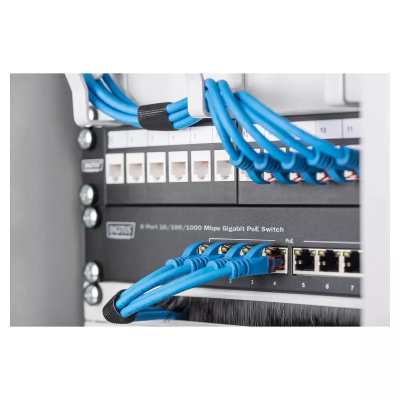DIGITUS Gigabit Ethernet PoE Switch 8‑Port PoE+ 10 Zoll Rack, bis zu 80 W PoE-Budget