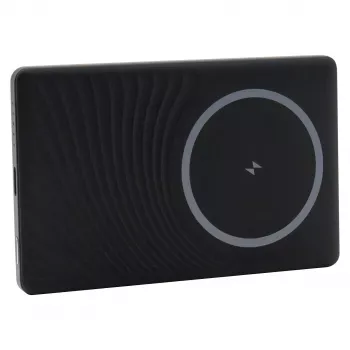 Powerbank RealPower PB-5000 MAG 5000 mAh, kabelloses Laden, USB-C, 20 W, Schwarz