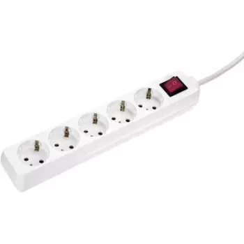 Steckdosenleiste AS Schwabe 35011 — 1,4 m Kabel, 5 AC-Steckdosen, Innenbereich IP20, 230 V, Weiß