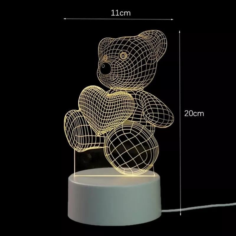 Nachtlampe Extralink HOME 3D Herz optische Täuschung Nachttischlampe USB