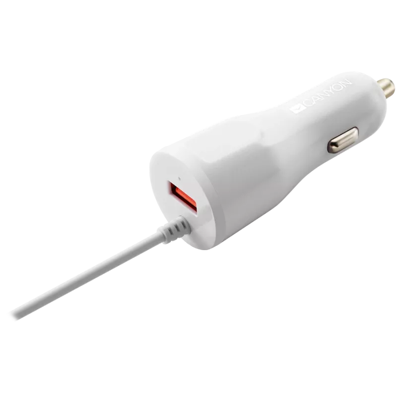 CANYON Kfz-Ladegerät C-033 2,4A/USB-A mit integriertem Lightning-Anschluss Weiß