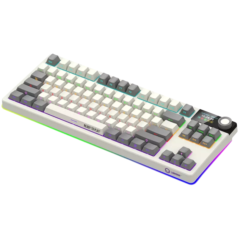 LORGAR KBP70TKLW, Kabellose TKL Mechanische Gaming-Tastatur Pro, Beige, EN-Layout